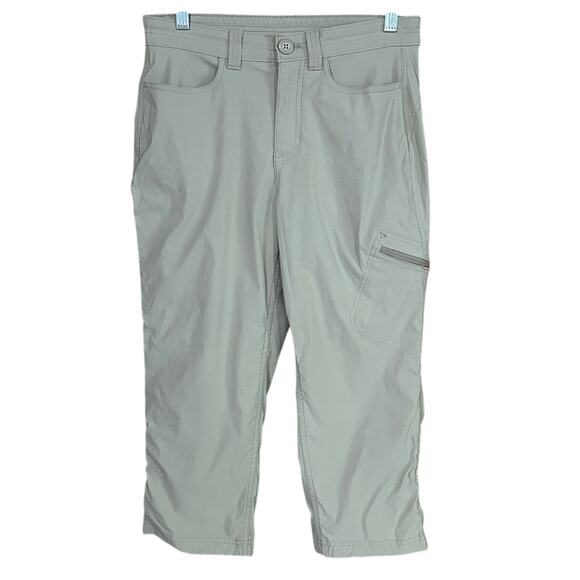 Eddie Bauer Pants - Eddie Bauer Size 6 Tan Hiking Capris Nylon Blend Zip Pocket Drawcord Hem